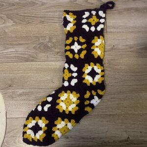 PURPLE, Gold Yellow, and White Crocheted Christmas Stocking